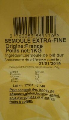 Semoule de bmé dur extra - fine, Barco, 1kg