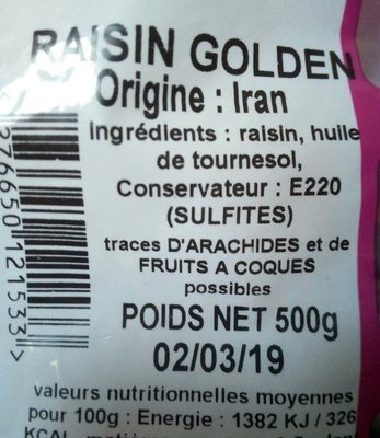 Raisin sec Golden profruit, 500g