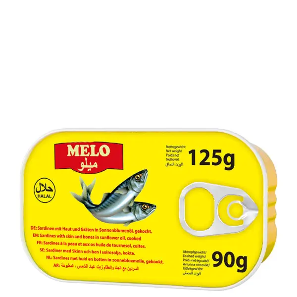 Melo, Sardines, Normal, in Vegetable Oil, 125g