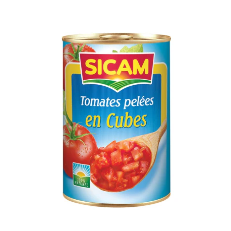 Tomates pelées en cubes, Sicam, 400g