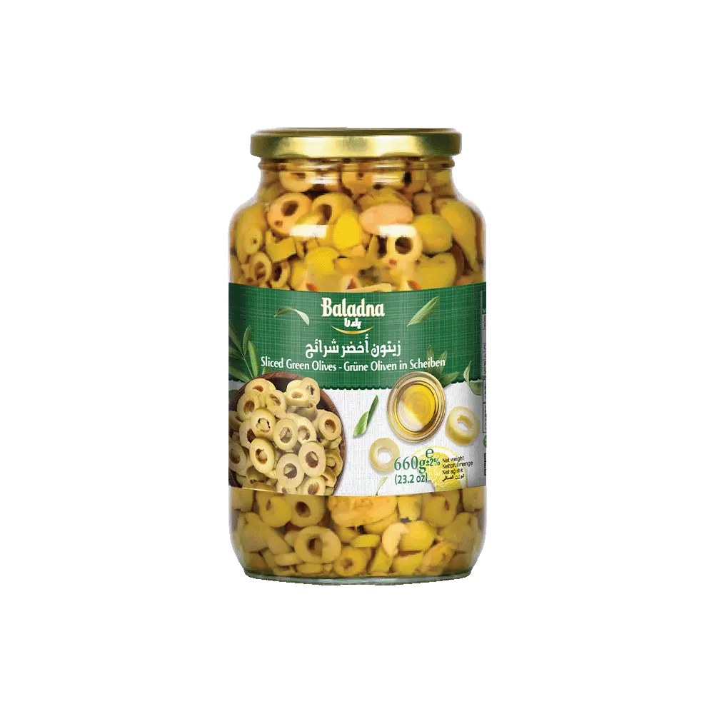 Sliced Green olives, Baladna, 660g