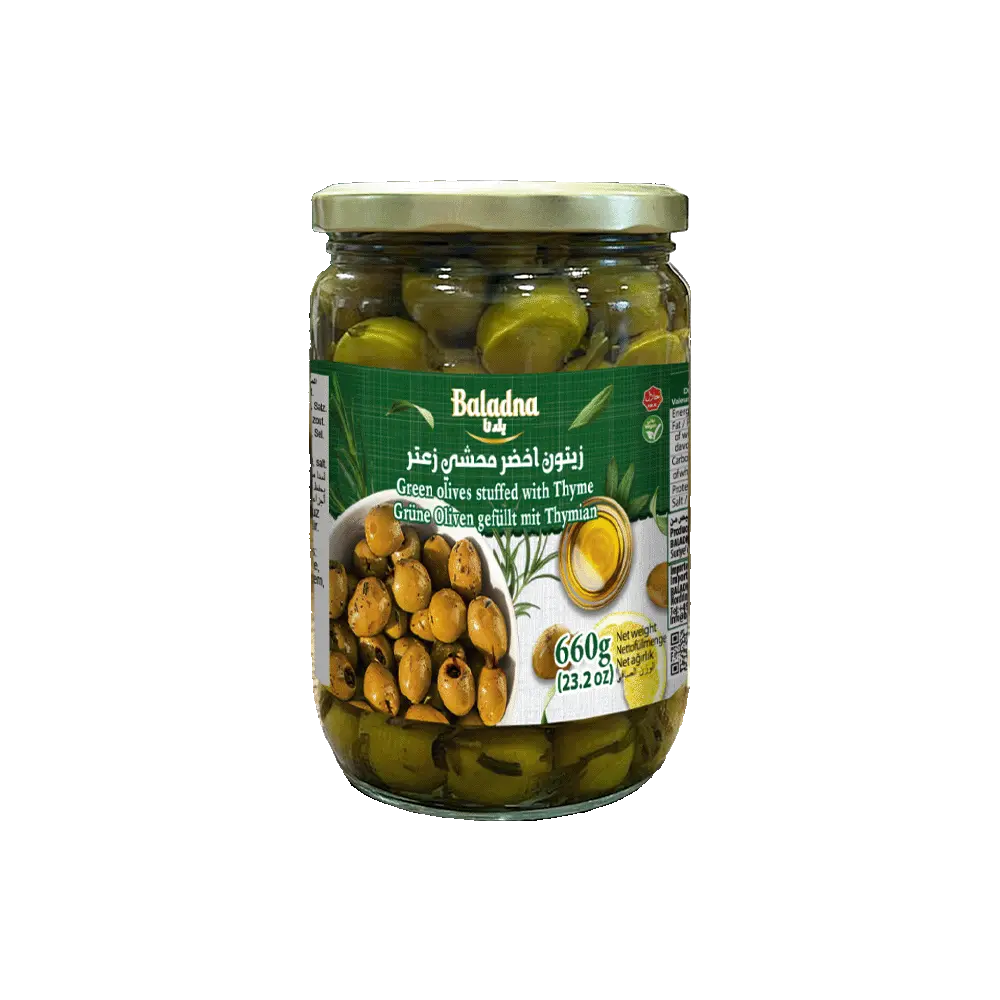 Green olives stuffed with thyme, Baladna, 660g