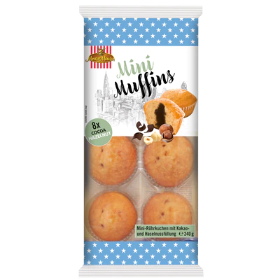 Mini muffins cacao et aux noisettes, 40g
