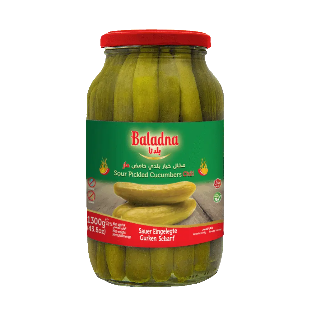 Hot Sour Pickled Cucumbers, Baladna, 1300g