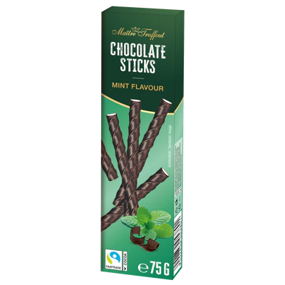 Bâtonnets de chocolat noir à la menthe, 75g 