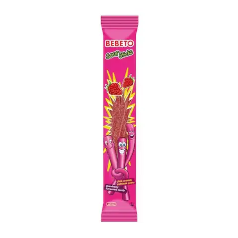 BEBETO Sour Sticks Fraise Bonbon Halal 24 g