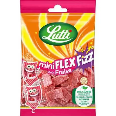 Bonbon mini Flex Fizz fraise, Lutti, 90g