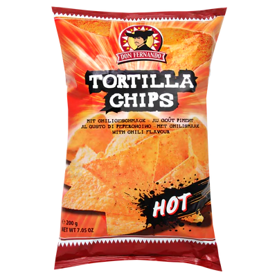 Chips de tortillas au maïs au goût de piment, 200g