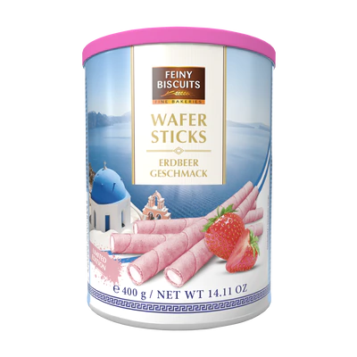 Gaufrettes roulées à la crème au goût fraise 400g