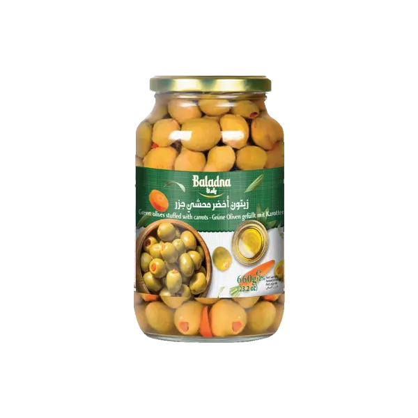 Green olives stuffed with carrot, Baladna, 660g