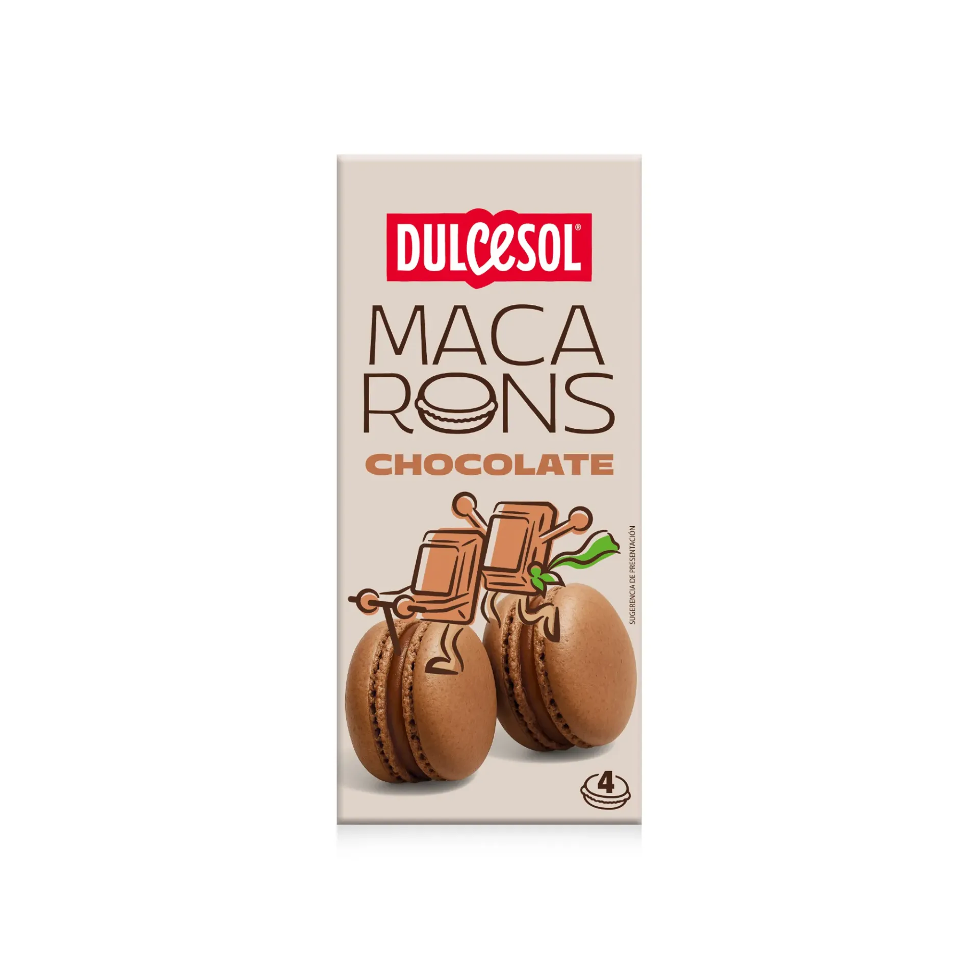 Macarons goût chocolat, Dulcesol, 4 pièces