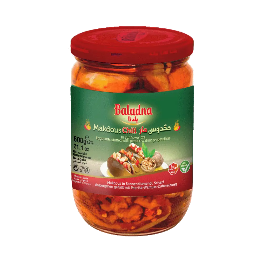 Makdous Aubergines marinées piquant, Baladna, 600g