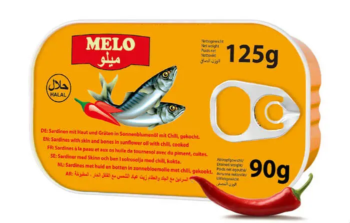 Melo, Sardines, HOT, in Vegetable Oil, 125g