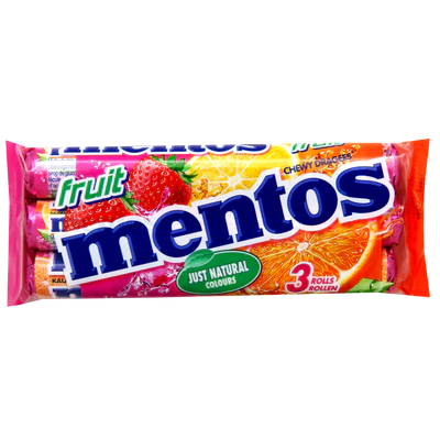 Mentos Fruit bonbons, 3x37,5g 
