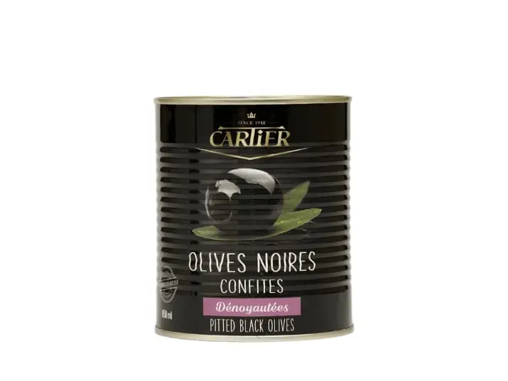 Olives noires confites dénoyautées, Cartier, 850ml