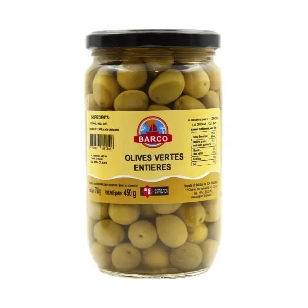 Olives vertes entières, Barco, 450g