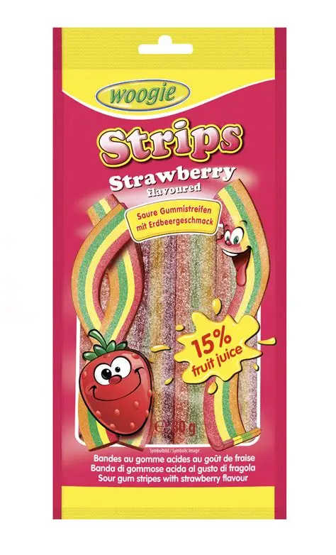 Strips Strawberry, Woogie, 80g
