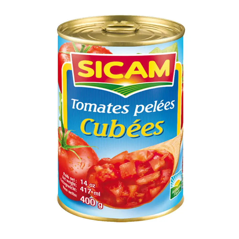 Tomates pelées en cubes, Sicam, 400g
