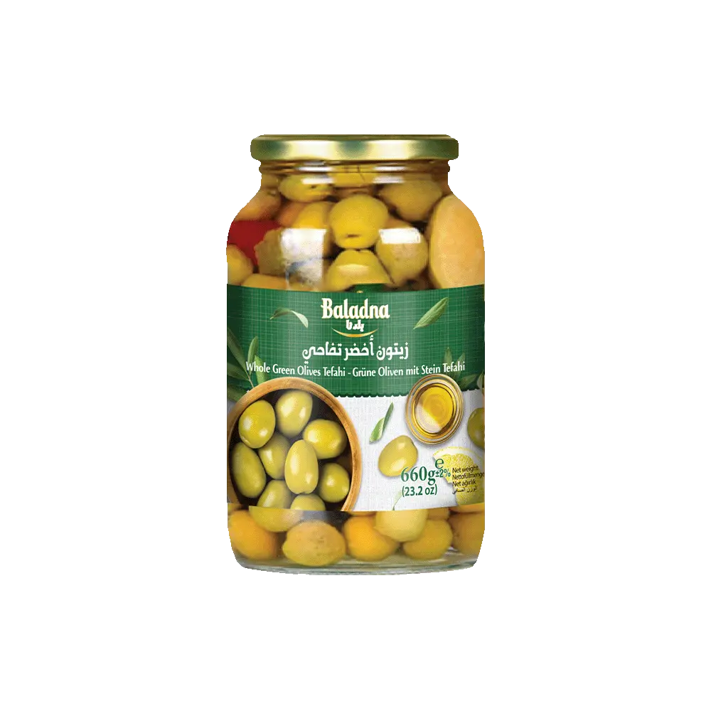 Olives tefahi vertes, Baladna, 660g