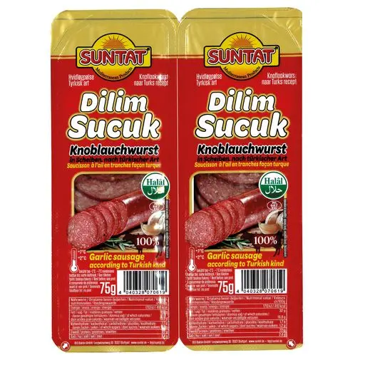 Saucisson à l'ail en tranches, Suntat, 75g