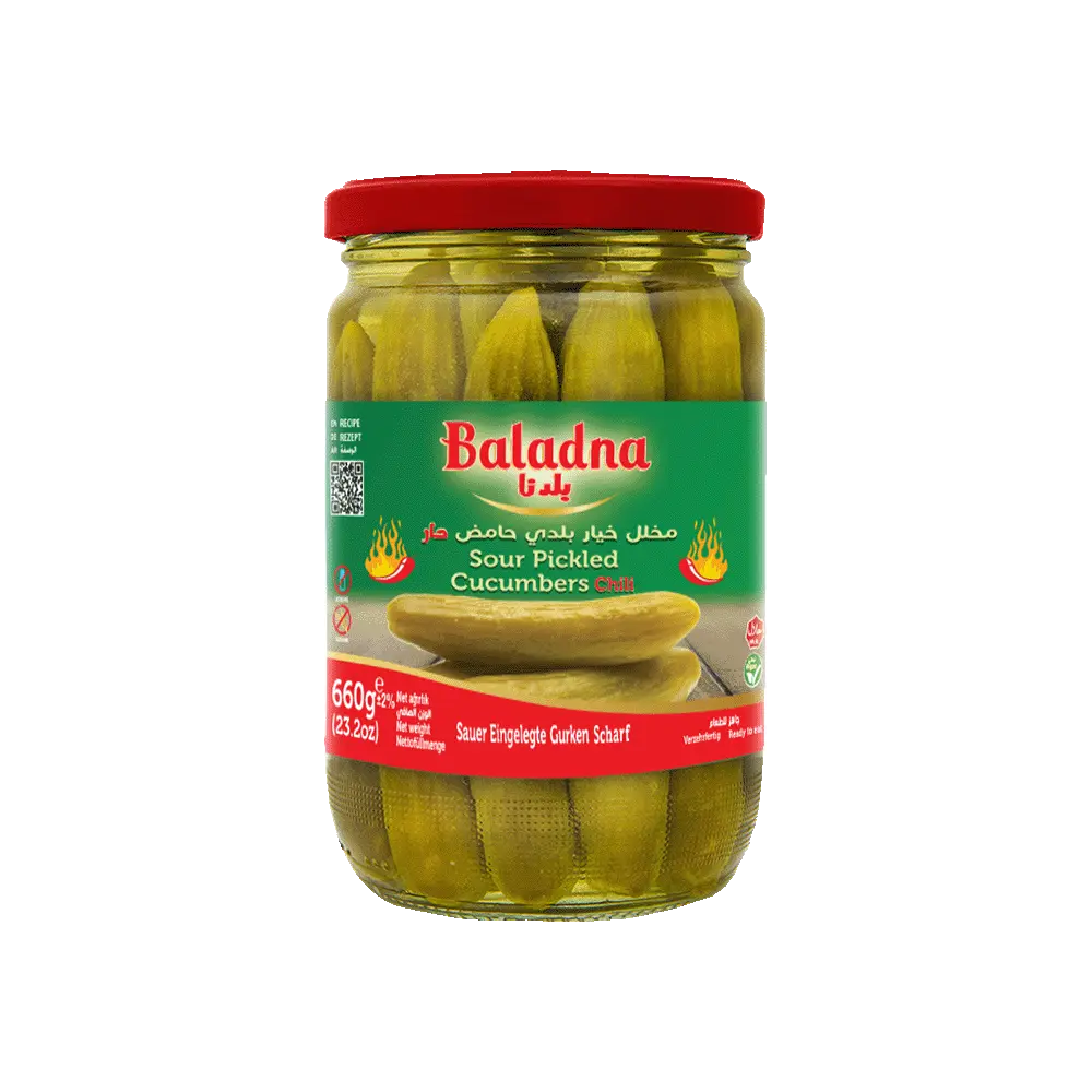 Sour pickled cucumbers chili, Baladna, 660g