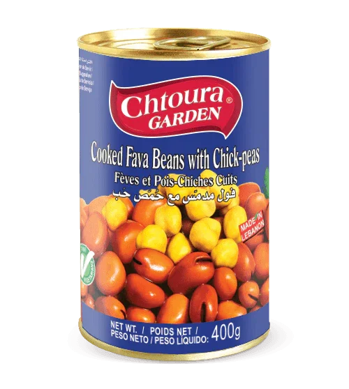 Fèves Et Pois Chiches Cuits, Chtoura garden, 400g