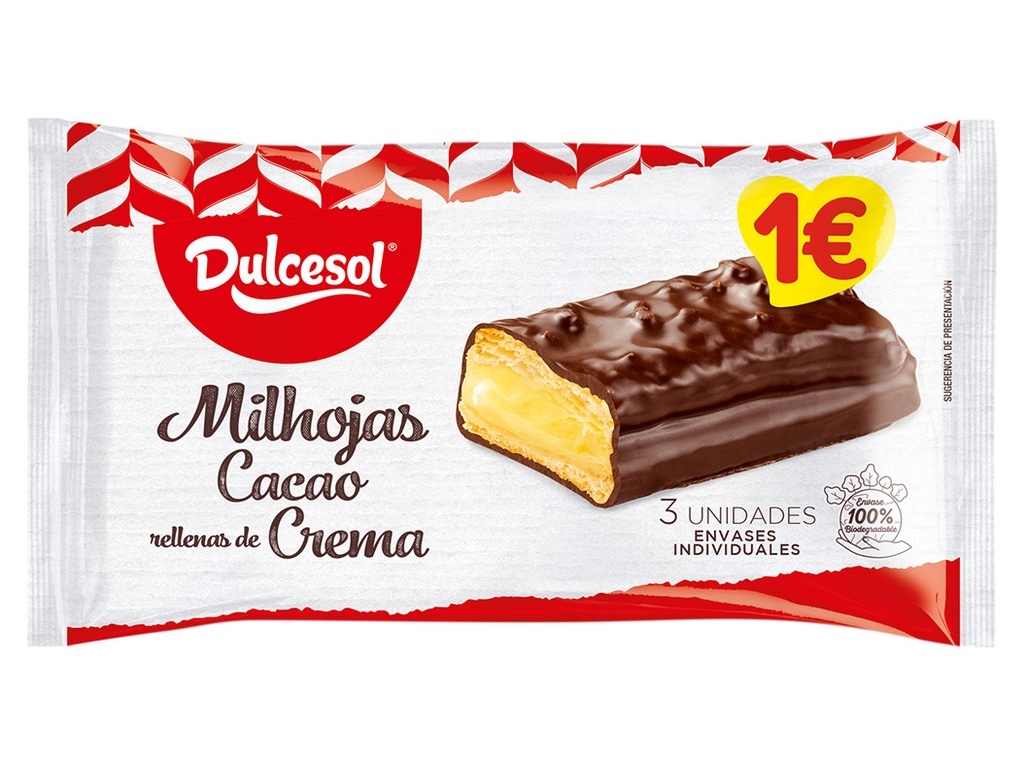 Milhojas Cacao Rellenas De Crema