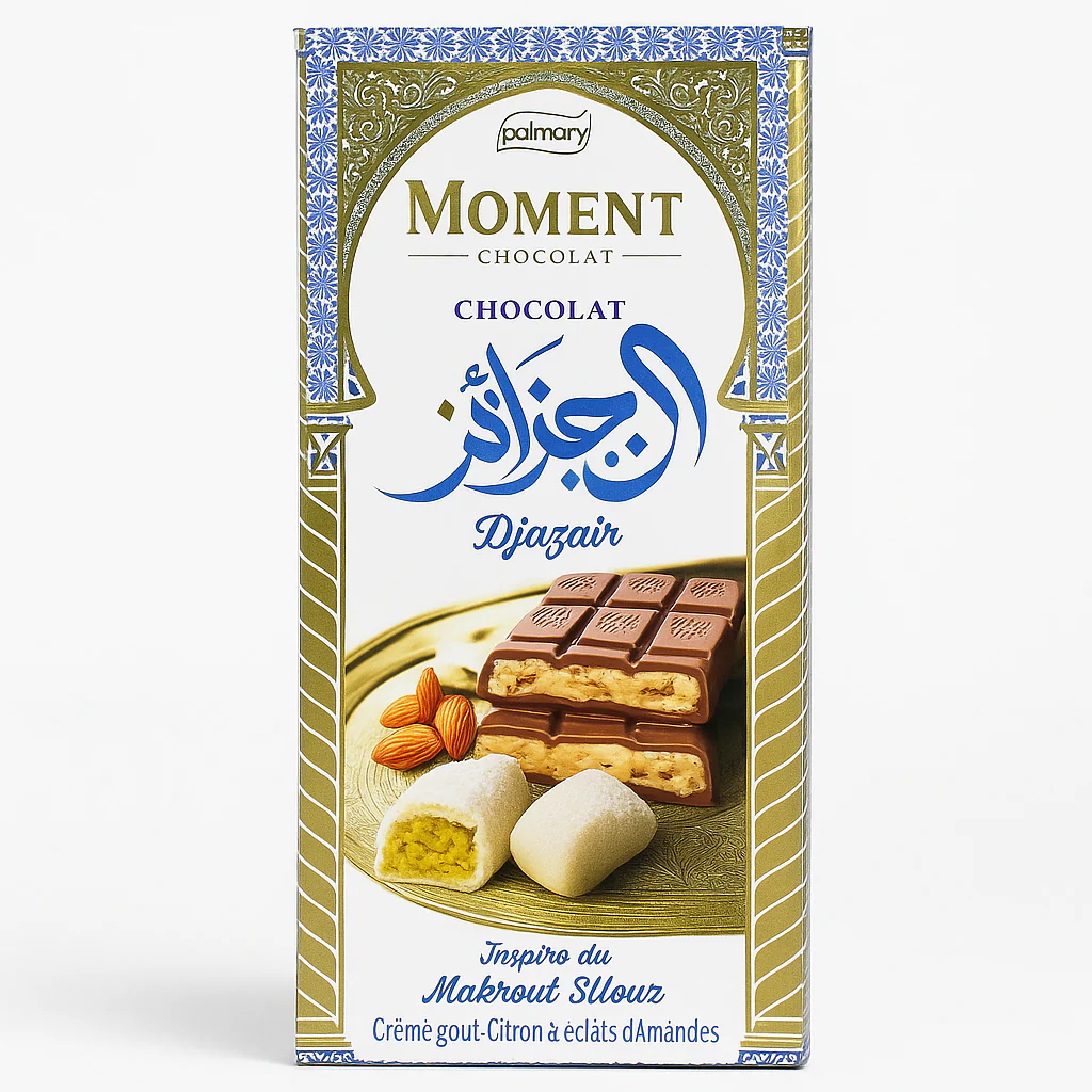 Chocolat crème goût citron & éclats d'amandes, Djazair, Moment, 150g