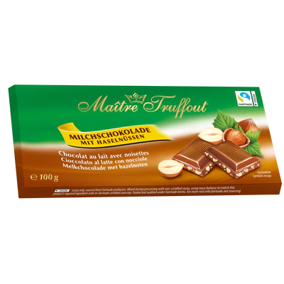 Chocolat au lait et aux noisettes, 100g
