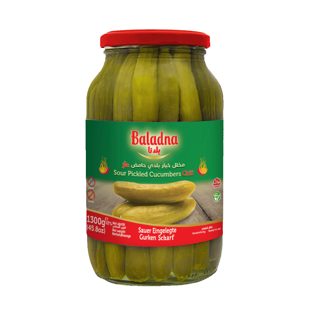 Hot Sour Pickled Cucumbers, Baladna, 1300g