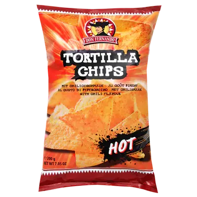 Chips de tortillas au maïs au goût de piment 200g