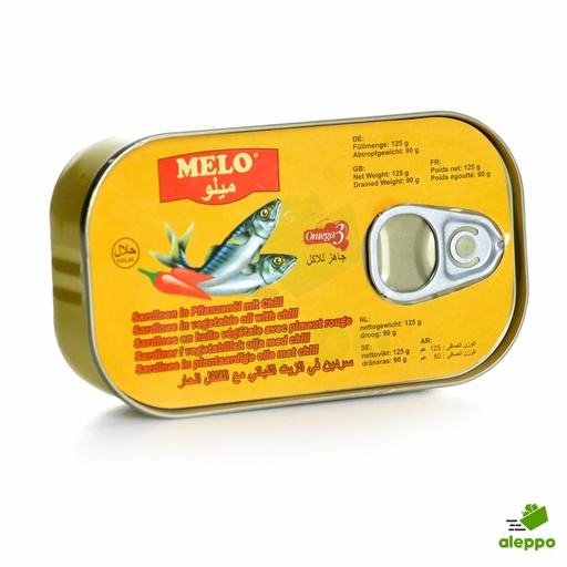 Melo, Sardines, HOT, in Vegetable Oil, 125g