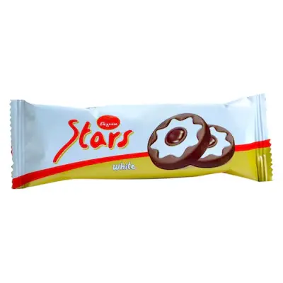 Stars, Biscuit white chocolate, 34g 