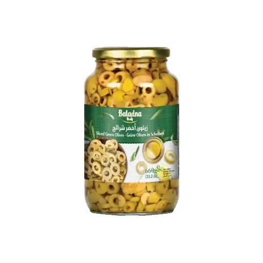 Sliced Green olives, Baladna, 660g