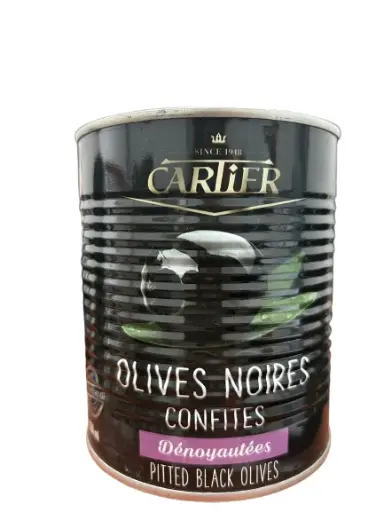 Olives noires confites dénoyautées, Cartier, 850ml