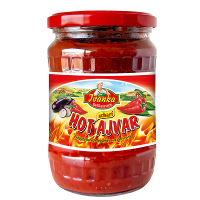 Hot Ajvar, légume aux poivrons, Jvanka, 540g