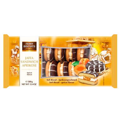 Jaffa sandwich crème- abricot, 380g 