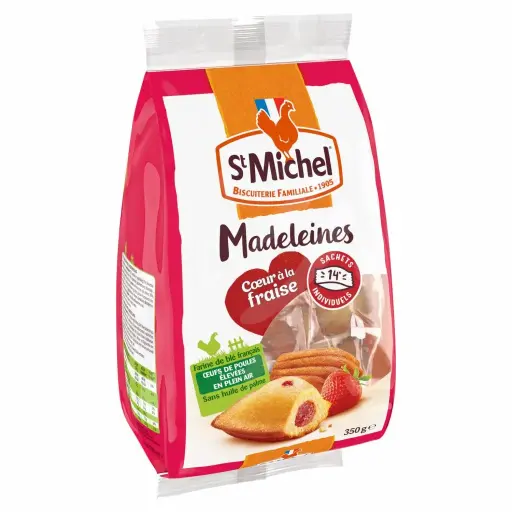 Madeleines fourrées fraises, 250g