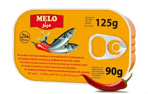 Sardines pimenté à l'huile, Melo, 125g