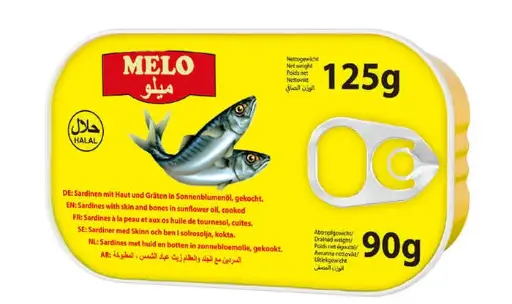 Melo, Sardines, Normal, in Vegetable Oil, 125g