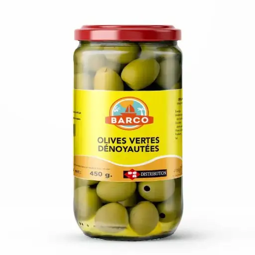 Olives vertes dénoyautée, Barco, 450g