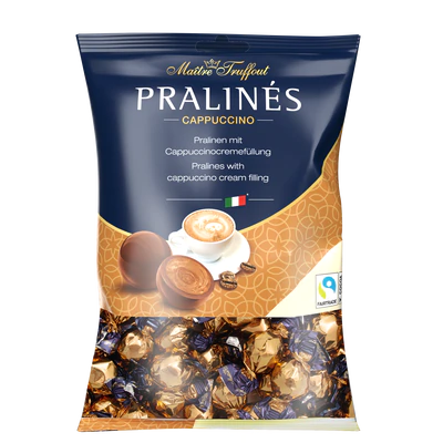Pralines au chocolat au lait fourrées à la crème cappuccino 125g