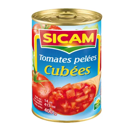 Tomates pelées en cubes, Sicam, 400g