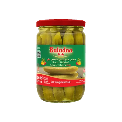 Sour pickled cucumbers chili, Baladna, 660g