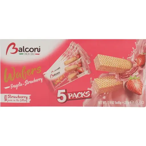 Gaufrettes Fraises, Balconi, 5x45g