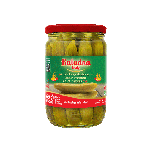 Baladna Hot Sour Pickled Cucumbers 660g